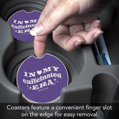 Caffeinated Era 2 Pack Absorbent Stone Car Coasters 2.6" Manufactured in the USA