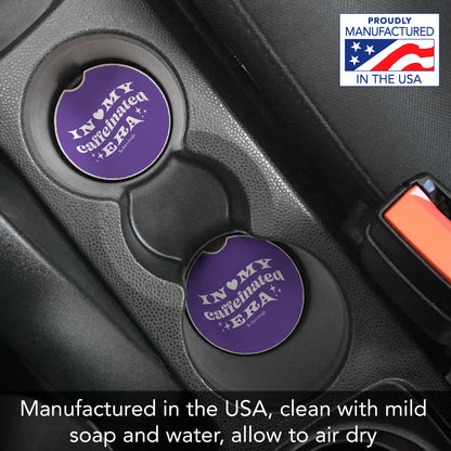 Caffeinated Era 2 Pack Absorbent Stone Car Coasters 2.6" Manufactured in the USA
