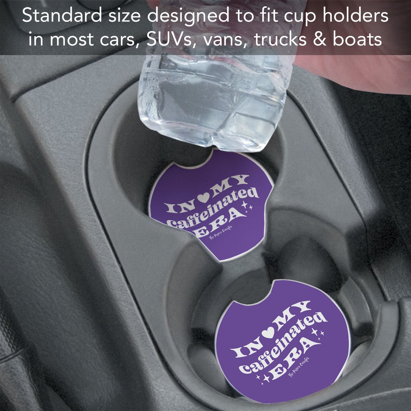 Caffeinated Era 2 Pack Absorbent Stone Car Coasters 2.6" Manufactured in the USA