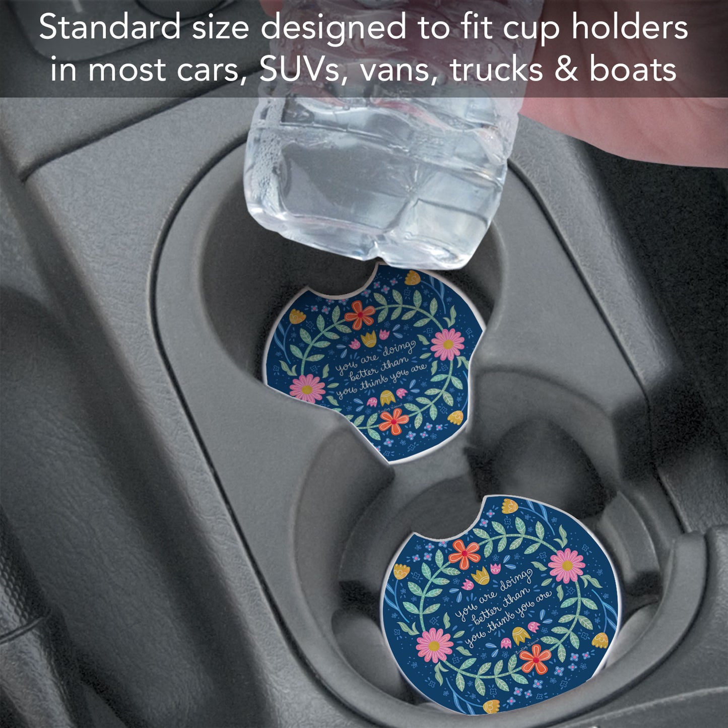 Bloom Bright Single Absorbent Stone Car Coaster 2.6" Manufactured in the USA