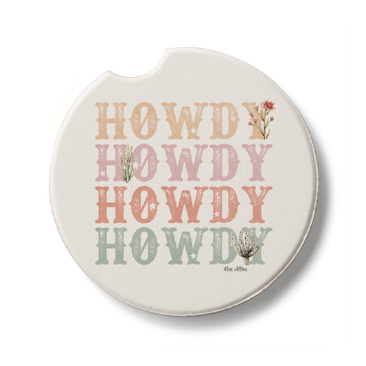 Howdy Cowgirl Single Absorbent Stone Car Coaster 2.6" Manufactured in the USA