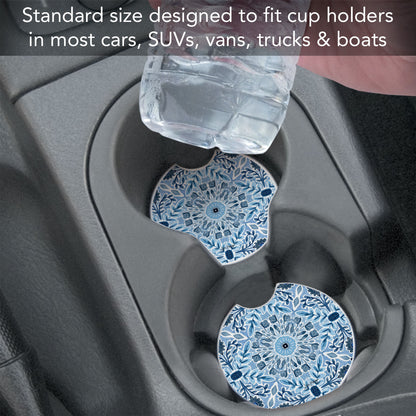 Farmhouse Tile 2 Pack Absorbent Stone Car Coasters 2.6" Manufactured in the USA