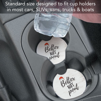 Better Not Pout 2 Pack Absorbent Stone Car Coasters 2.6" Manufactured in the USA