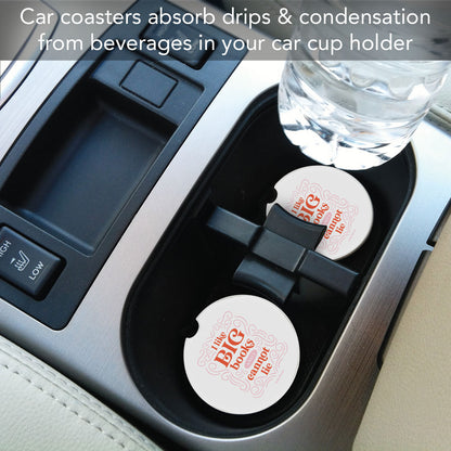 Big Books 2 Pack Absorbent Stone Car Coasters 2.6" Manufactured in the USA