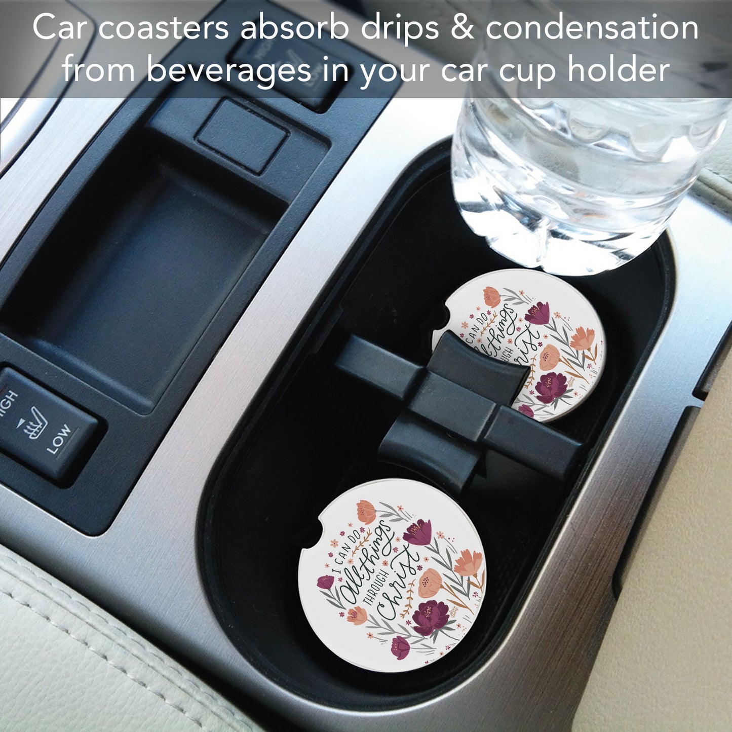 All Things 2 Pack Absorbent Stone Car Coasters 2.6" Manufactured in the USA