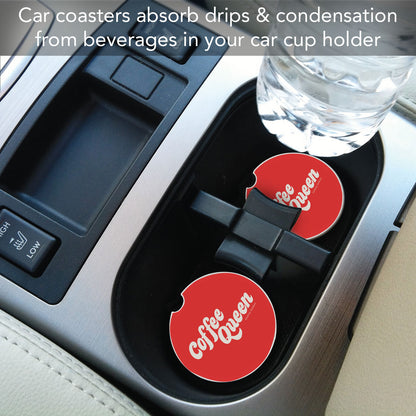 Coffee Queen Single Absorbent Stone Car Coaster 2.6" Manufactured in the USA