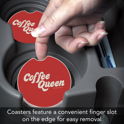 Coffee Queen Single Absorbent Stone Car Coaster 2.6" Manufactured in the USA