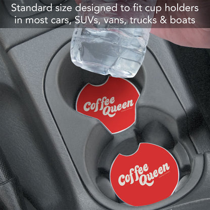 Coffee Queen 2 Pack Absorbent Stone Car Coasters 2.6" Manufactured in the USA