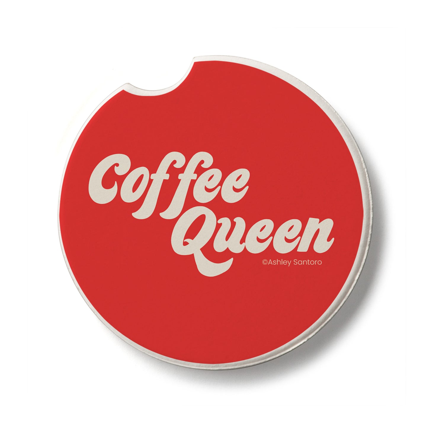 Coffee Queen Single Absorbent Stone Car Coaster 2.6" Manufactured in the USA