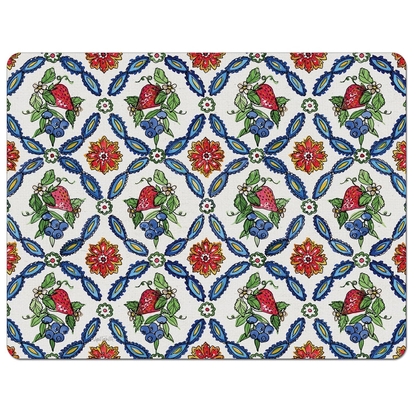 Cut N' Funnel Strawberry Garden Designer Flexible Plastic Cutting Board Mat 15" x 11.5", Made in the USA, Decorative, Flexible, Easy to Clean
