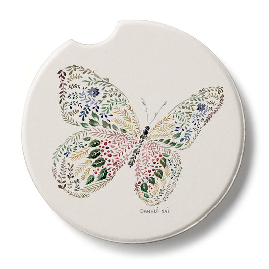Thirstystone Nature Butterfly Single Absorbent Stone Coaster for Vehicle Cup Holder 2.6” Diameter Manufactured in The USA