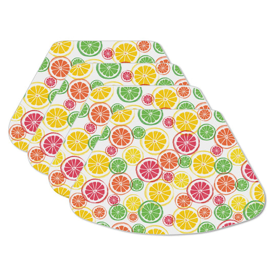 CounterArt Fruity Summer 4 Pack Wedge Shaped Reversible Easy Care Placemats Made in the USA