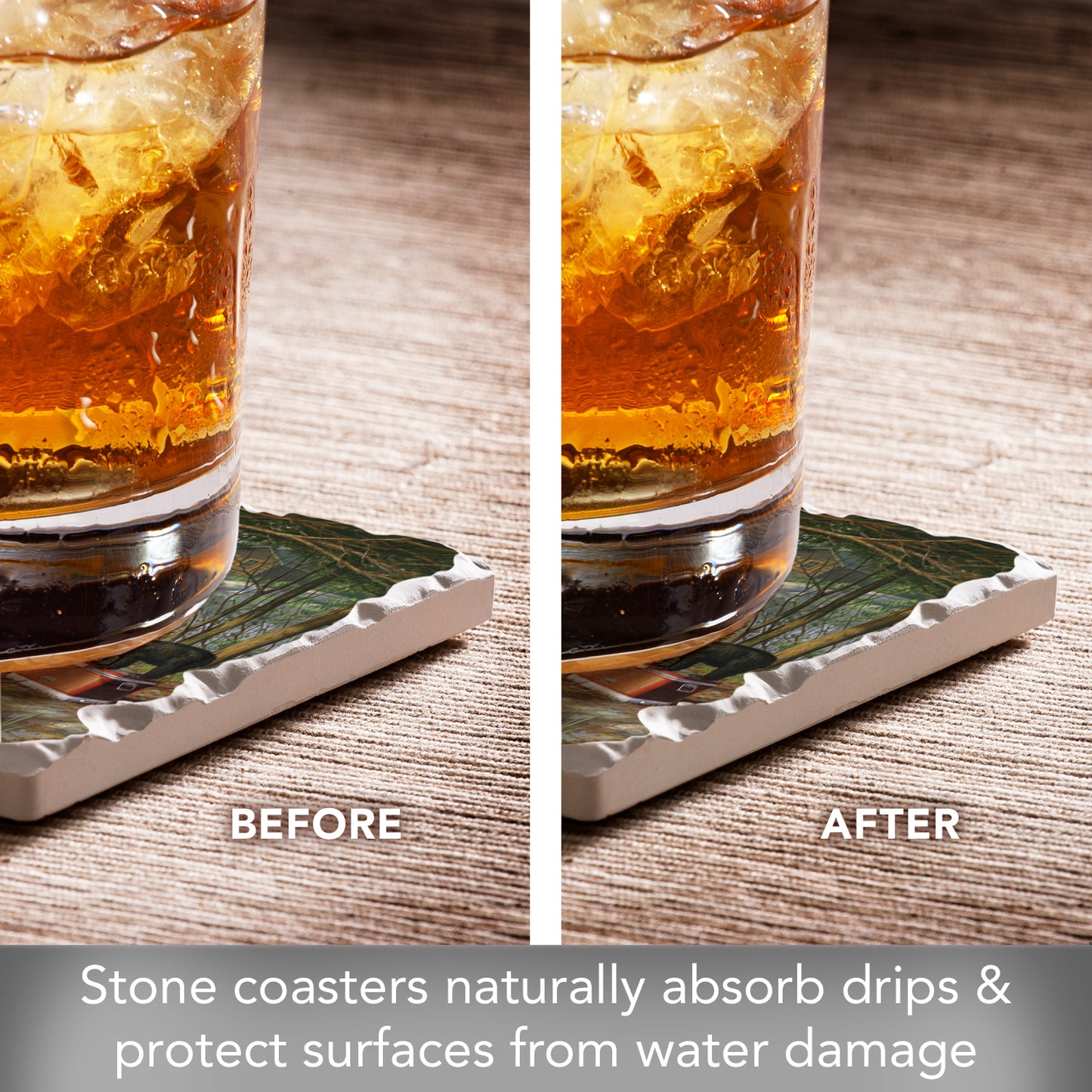 Thirstystone Keeping Watch Bear 4-Pack Tumbled Tile Stone Coasters 4" Square