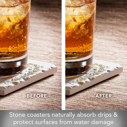 Thirstystone Sweet Honey Bees 4 Pack Assorted Tumbled Tile Stone Coasters 4" Square