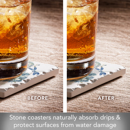 Thirstystone Bohemian Blue 4 Pack Assorted Tumbled Tile Stone Coasters 4" Square