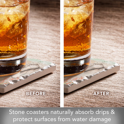 Thirstystone Caribbean Sea Life 4 Pack Assorted Tumbled Tile Stone Coasters 4" Square