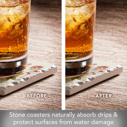Thirstystone Blessed by Nature 4 Pack Assorted Tumbled Tile Stone Coasters 4" Square