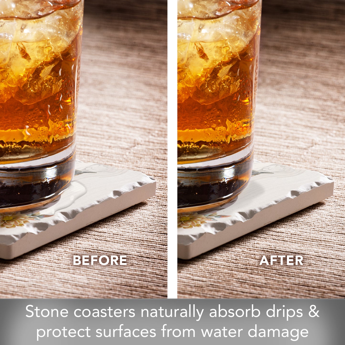 Thirstystone Fall Pumpkins 4 Pack Assorted Tumbled Tile Stone Coasters 4" Square