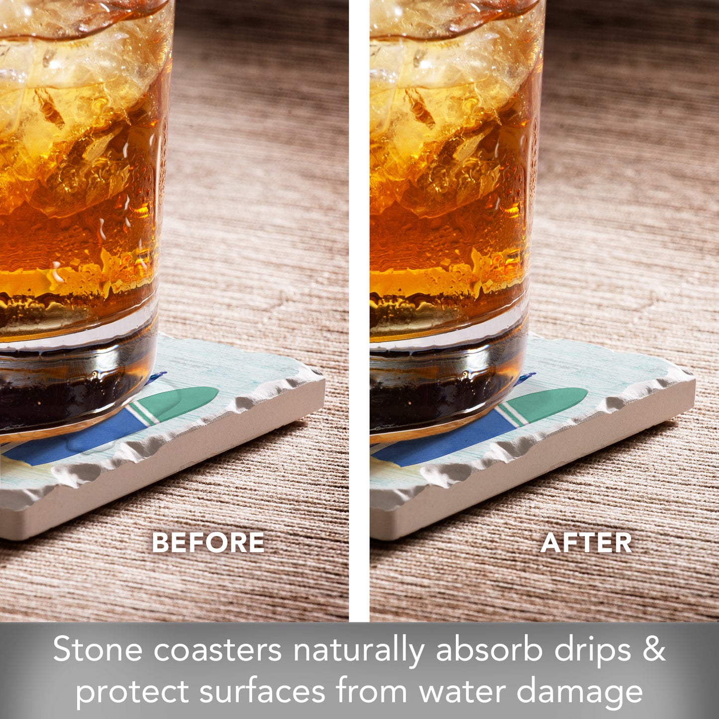 Thirstystone Coastal Gnomes 4 Pack Assorted Tumbled Tile Stone Coasters4" Square