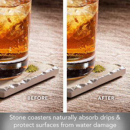 Thirstystone Cactus Flowers 4 Pack Assorted Tumbled Tile Stone Coasters 4" Square