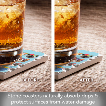 Thirstystone Cats with Crowns 4-Pack Tumbled Tile Stone Coasters 4" Square