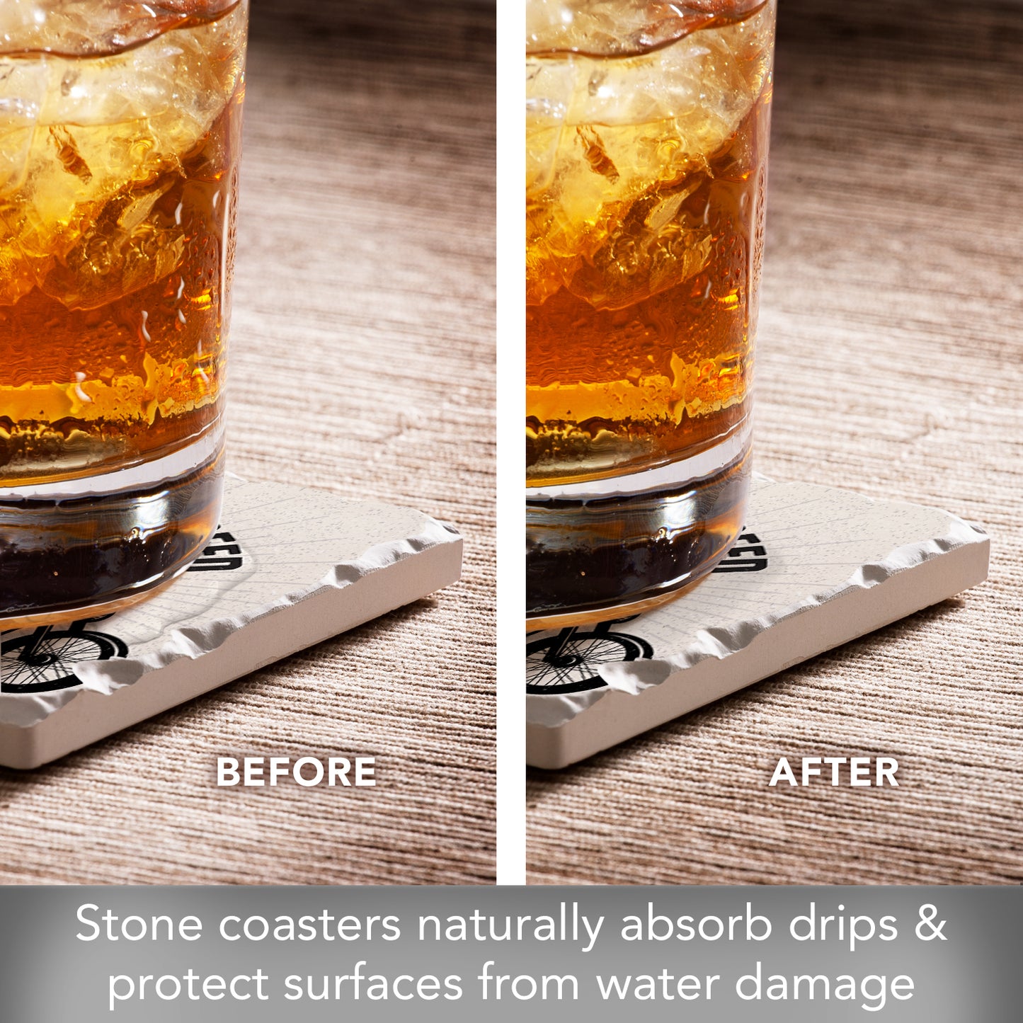 Thirstystone Motorcycles 4-Pack Tumbled Tile Stone Coasters 4" Square