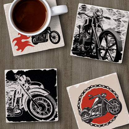Thirstystone Motorcycles 4-Pack Tumbled Tile Stone Coasters 4" Square