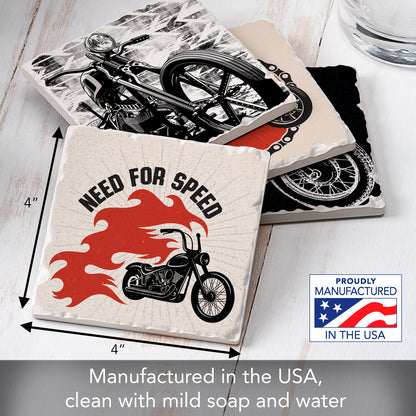 Thirstystone Motorcycles 4-Pack Tumbled Tile Stone Coasters 4" Square