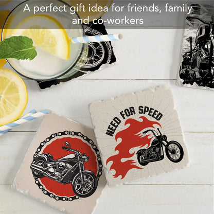 Thirstystone Motorcycles 4-Pack Tumbled Tile Stone Coasters 4" Square
