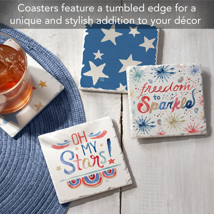 Thirstystone My Stars 4-Pack Tumbled Tile Stone Coasters 4" Square