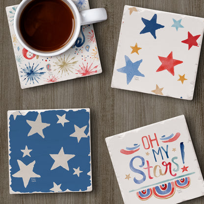 Thirstystone My Stars 4-Pack Tumbled Tile Stone Coasters 4" Square
