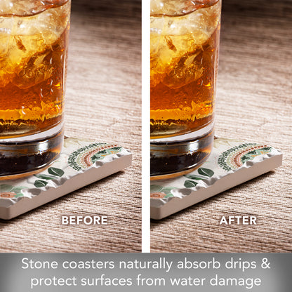 Thirstystone Love Everywhere 4-Pack Absorbent Tumbled Tile Stone Coasters 4" Square