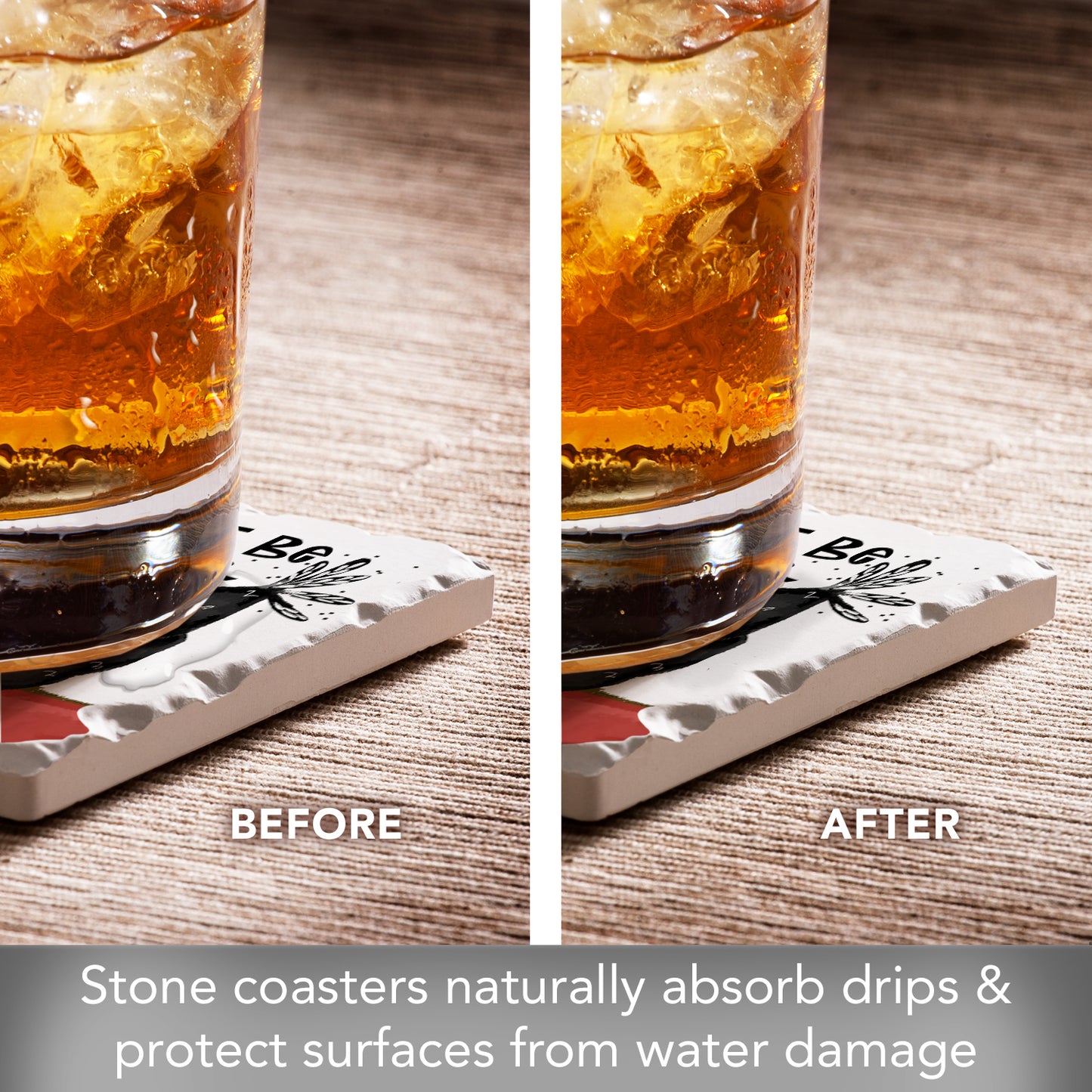 Thirstystone Sassy Chicks 4-Pack Tumbled Tile Stone Coasters 4" Square