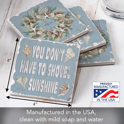Thirstystone Let It Snow 4 Pack Assorted Tumbled Tile Stone Coasters 4" Square