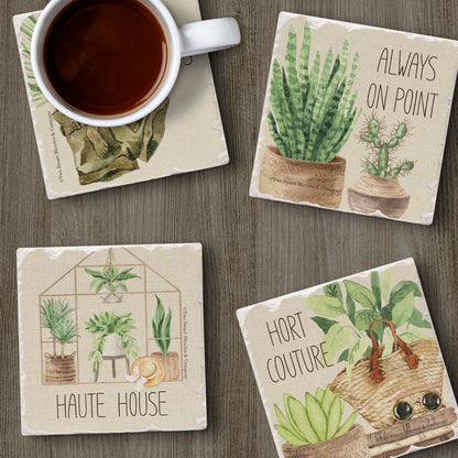 Thirstystone Plant Love 4-Pack Tumbled Tile Stone Coasters 4" Square