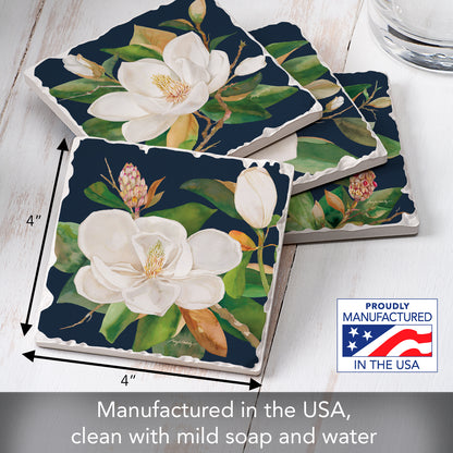 Thirstystone Magnolia Motifs 4 Pack Assorted Tumbled Tile Stone Coasters 4" Square