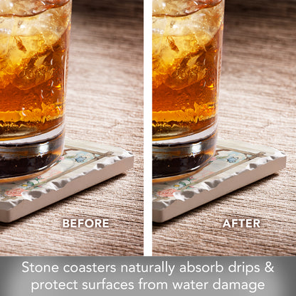 Thirstystone Rosewood Ranch 4-Pack Assorted Tumbled Tile Stone Coasters 4" Square