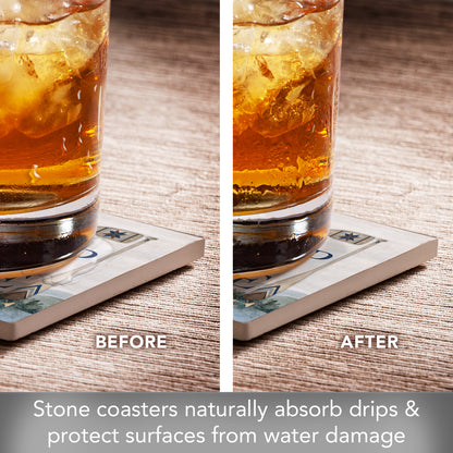 Thirstystone Wake at the Lake 4-Pack Assorted Tumbled Tile Stone Coasters 4" Square