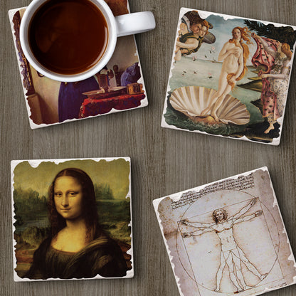 Thirstystone Renaissance Collection 4-Pack Assorted Tumbled Tile Stone Coasters 4" Square