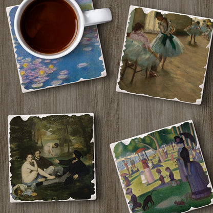 Thirstystone French Impressionists 4-Pack Assorted Tumbled Tile Stone Coasters 4" Square
