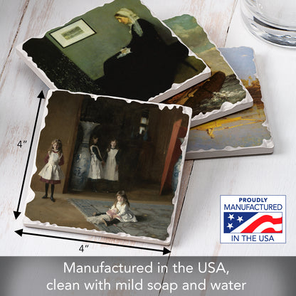 Thirstystone American Artists 4-Pack Assorted Tumbled Tile Stone Coasters 4" Square