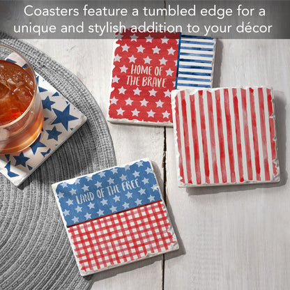 Thirstystone Americana Style 4 Pack Assorted Tumbled Tile Coasters Manufactured in the USA