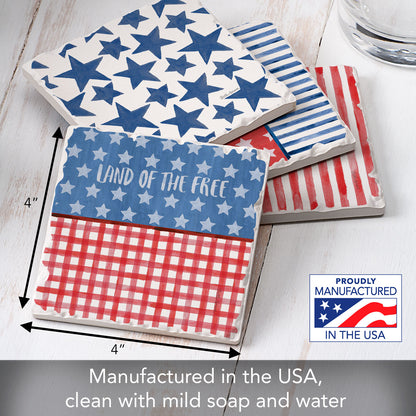 Thirstystone Americana Style 4 Pack Assorted Tumbled Tile Coasters Manufactured in the USA