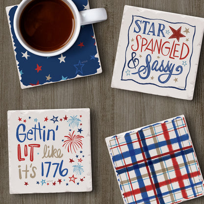 Thirstystone Star Spangled 4 Pack Assorted Tumbled Tile Coasters Manufactured in the USA