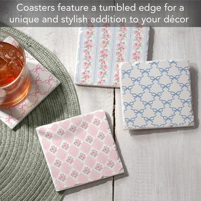 Thirstystone Pure Romance 4 Pack Assorted Tumbled Tile Stone Coasters 4" Square