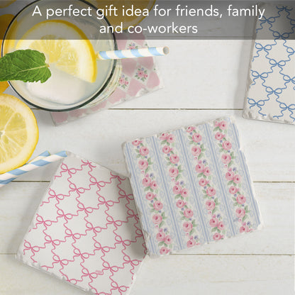 Thirstystone Pure Romance 4 Pack Assorted Tumbled Tile Stone Coasters 4" Square