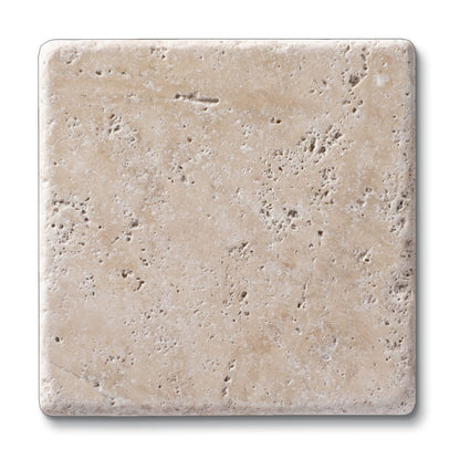 Thirstystone 4 Pack Natural Travertine Absorbent Stone Coasters with Protective Cork Backing