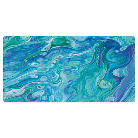 CounterArt Blue Fluidity Large Waterproof Desk Protector 32” x 16” Made in The USA Desk Mat Office Mat Large Mouse Pad