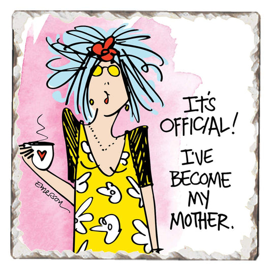 Thirstystone Become My Mother Single Tumbled Tile Coaster Manufactured in The USA Humorous, Stylish, Single Coasters Allow You to Create Your Own Set