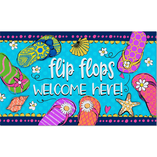 Counterart Flip Flops Welcome Indoor/Outdoor Entryway Floor Mat Manufactured in The USA 29.5" by 17.75"